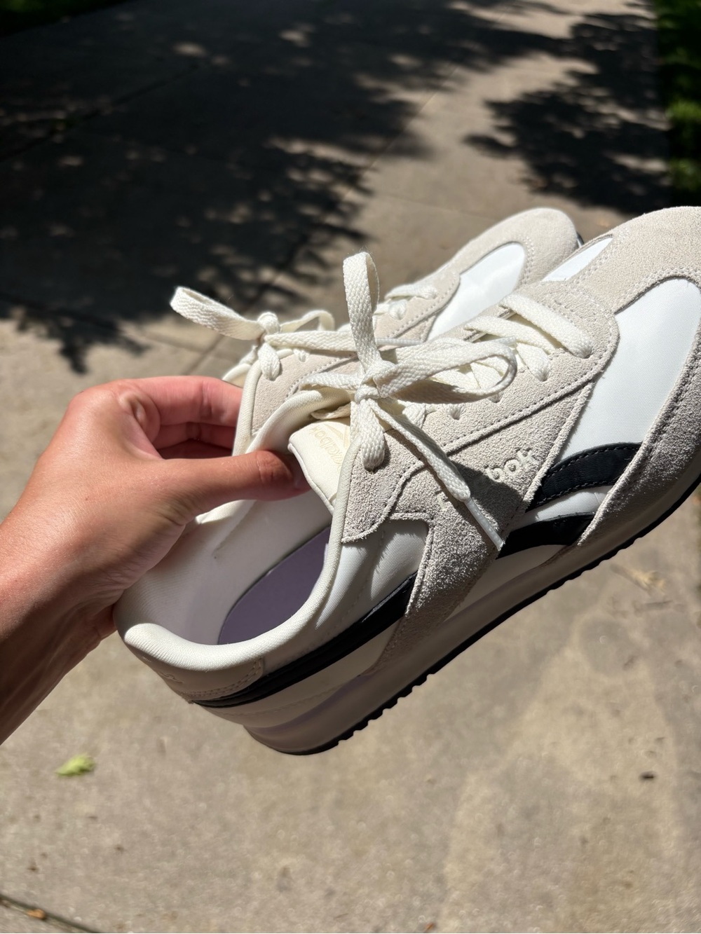 Reebok Cream and Black Classic Retro Sneakers